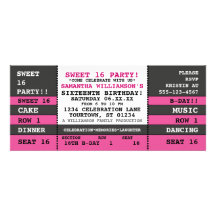 Sweet 16 Concert Ticket Invitation