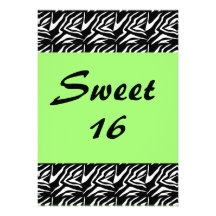Sweet 16 Damask with Neon Green Custom Announcement