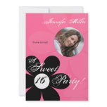 Sweet 16 Floral Photo Birthday Party Invitation