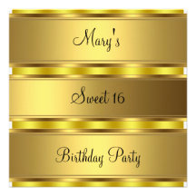 Sweet 16 Gold Personalized Invites