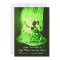 SWEET 16  PARTY,EMERALD GREEN BLACK DAMASK CUSTOM INVITES