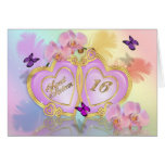 Sweet 16 party invitation pink hearts butterflies greeting card