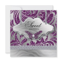 Sweet 16 Party Invite Purple Jewellery Butterfly