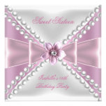 Sweet 16 Party Sweet Sixteen Pink White Flower Custom Invitation