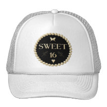 Sweet 16 - Pearls on black "velvet" Trucker Hat