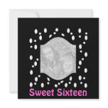 Sweet 16 Photo Black White Spots Birthday Pink 2 invitations