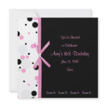Sweet 16 Pink and Black Polka Dot Invitation
