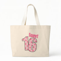 Sweet 16 (Pink Dots And Stars) Tote Bags