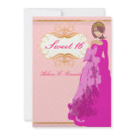 Sweet 16/ princess/polka dots personalized invitations
