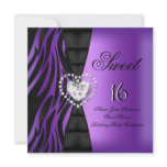 Sweet 16 Sixteen Birthday Party Zebra Purple Custom Announcements