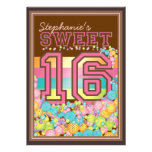 Sweet 16 Sixteen Candy Collection in Pink Brown Custom Invitations