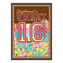 Sweet 16 Sixteen Candy Collection in Pink Brown Custom Invitations