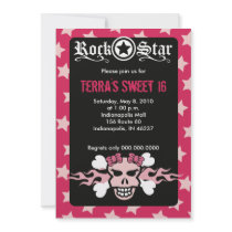 SWEET 16 SIXTEEN SKULL PUNK ROCKER BIRTHDAY CUSTOM INVITATION