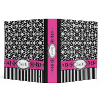 Sweet 16 Sixteenth Brithday Pink and Black Damask Binder