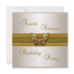 Sweet 16 White Cream Gold Pearl Butterfly Jewel Invite