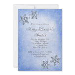 Sweet 16 Winter Wonderland Sparkle Snowflakes Blue invitations