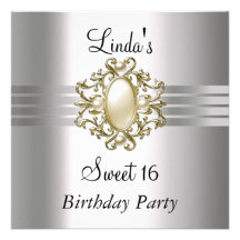 Sweet 16th Birthday Party Chrome Jewel Announcement