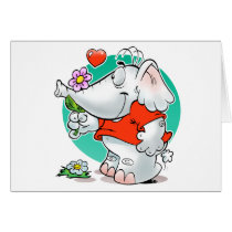 sweet amours elephant with flower greeting card