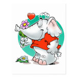 sweet amours elephant with flower post card