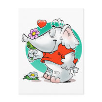 sweet amours elephant with flower post card