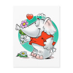 sweet amours elephant with flower postcards