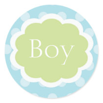 Sweet Baby Boy Baby Shower Sticker Polk a Dot