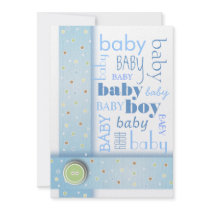 Sweet Baby Boy Blue Ribbon Baby Shower Invitation