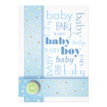 Sweet Baby Boy Blue Ribbon Baby Shower Invitation
