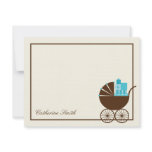 Sweet Baby Carriage Baby Thank You Card - Blue