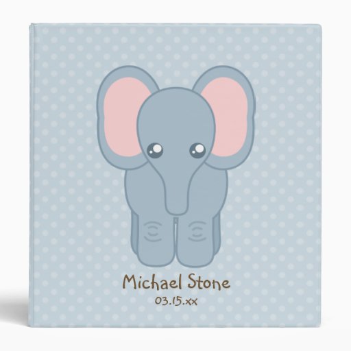 Sweet Baby Elephant Vinyl Binder