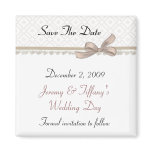 Sweet Beige Bow Save the Date Magnet