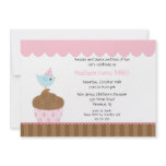 Sweet Bird on Cupcake Birthday Invitation