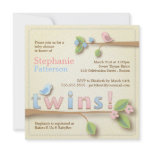 Sweet Birdie Twin Boy Girl Baby Shower Invitation