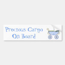 Sweet Blue Baby Carriage Baby Bumper Sticker
