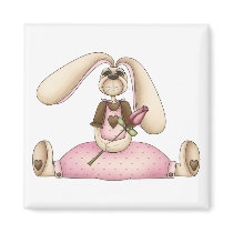 Sweet Bunnies · Bunny & Rose Magnet
