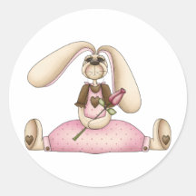 Sweet Bunnies · Bunny & Rose Round Stickers