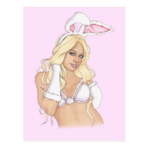 Sweet Bunny Girl Postcard