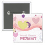 Sweet butterfly hearts world's greatest mommy pinback buttons