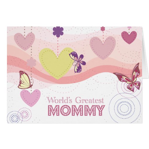 Sweet butterfly hearts world's greatest mommy card
