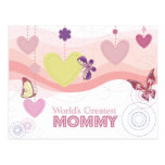 Sweet butterfly hearts world's greatest mommy card post cards