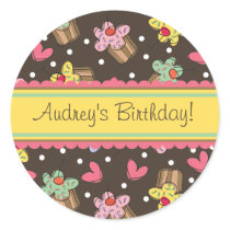 Sweet Cherry Cupcakes Birthday Gift Label Sticker