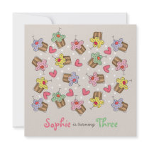 Sweet Cherry Cupcakes Children Birthday Invitation