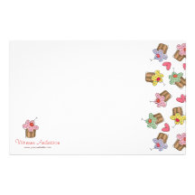 Sweet Cherry Cupcakes Cute Fun Custom Stationery