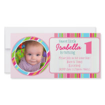 Sweet Colourful Stripes Custom Photo Invitation