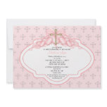 Sweet Cross Baby Girl Baptism Inviation Invitations