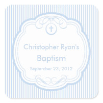 Sweet Cross In Frame Baptism Favour Seal Boy Blue Sticker