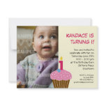 Sweet Cupcake 1st Birthday Party Invitation
