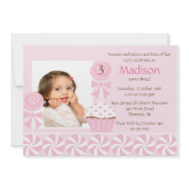 Sweet Cupcake Photo Birthday Invitation
