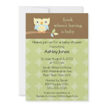 Sweet Cute Owl Neutral Baby Shower Announcements