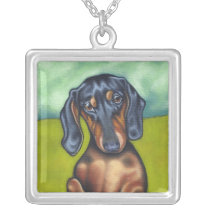 Sweet Dachshund necklace in sterling silver!